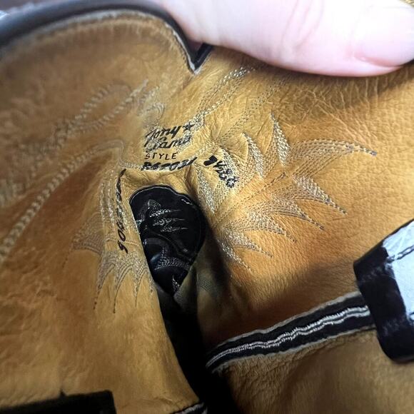 Vintage Tony Lama Mens 7.5ee Stallion Boot Style Leather Embroidered Made in USA
